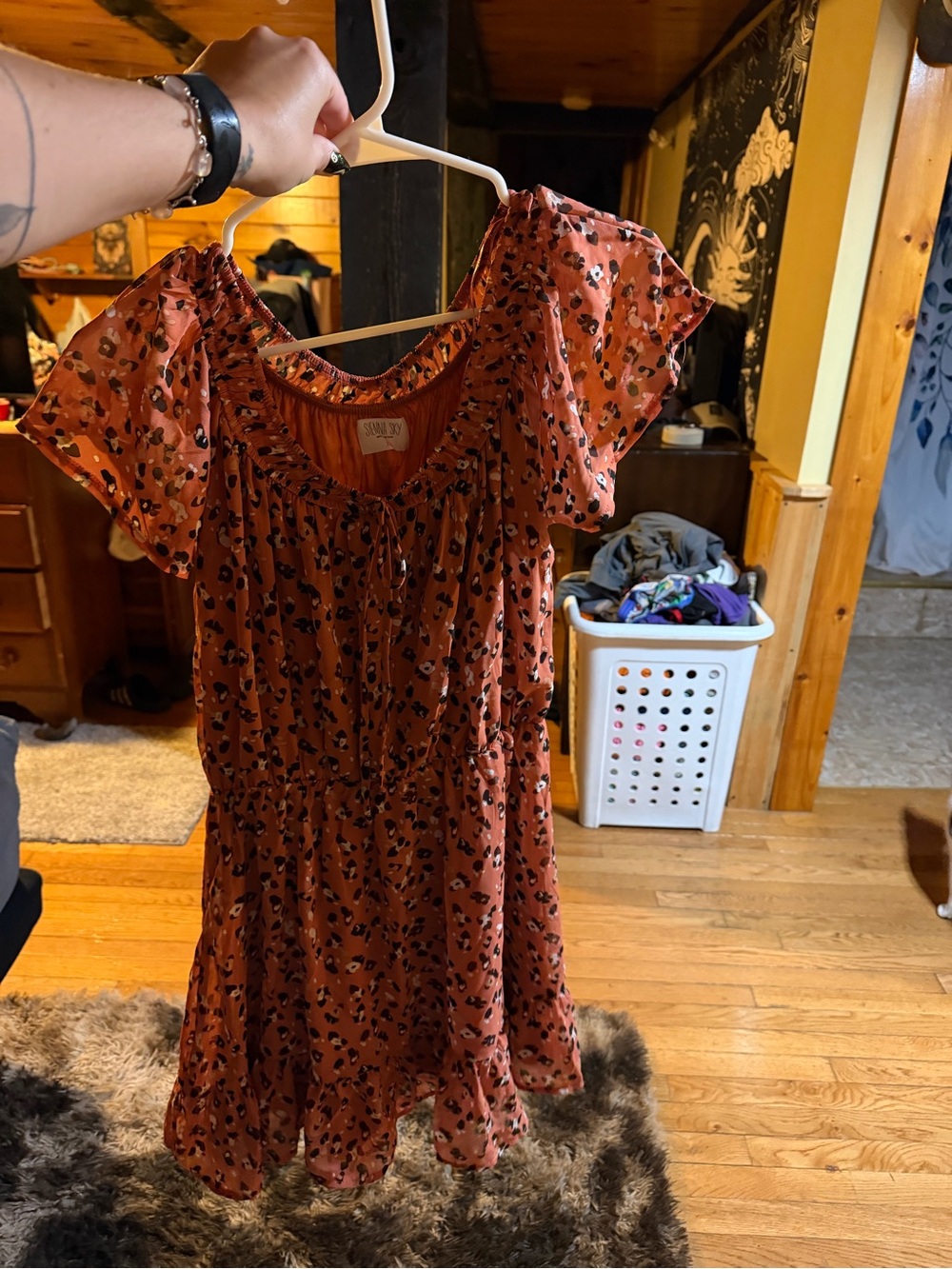 Sienna Sky Rust Floral Midi Dress